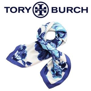 Tory Burch Blue Floral Neckerchief